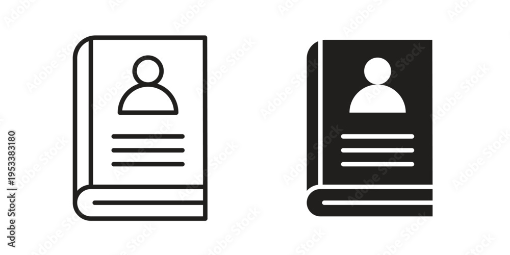 Biography icon symbols, Solid black and editable stroke icons Stock ...