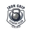 © Anastasia - Fitness Club Emblem with Kettlebell and Retro Laurel Wreaths