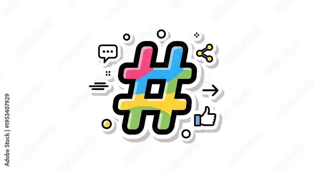 Stock-Illustration „Hashtag symbol with communication and social media ...