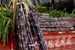 © DoThi - Fresh Sugar Cane Stalks with Black Purple Skin Bundled at Market
