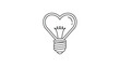 © Lyman Merrick - Heart shaped light bulb line art icon representing a bright idea love passion or creative inspiration in a clean and minimalist graphic style.