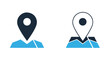 © Ryan - Map icons on mountainous terrain - Glyph solid icon - Editable modern style icon - Clipart, sticker - icon set