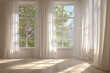 © Patcharaphon - Minimal empty room interior with window, curtain, wooden floor and sunlight fills in the morning