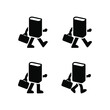 © Arif - Four animated book characters walking with briefcases in different poses world book day, world book day 2026, book day ,book day vector, book day set icons, book day vector icons, book day
