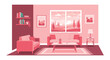 © GDOthoi02 - A cozy living room interior is depicted with pink hues featuring furniture and artwork a captivating silhouette high quality professional detailed