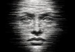 © NguyenBa - 人物の顔、抽象的な白黒の線で表現