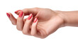 © Nina - Elegant female hand with perfectly manicured long coral pink nails, gracefully posed and isolated on a transparent background, beauty and fashion concept