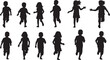 © BINDASBIPLOB - Silhouettes of children running and playing outside together freely