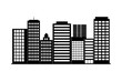 © Gaijin - Black silhouettes of various city skylines and urban buildings arranged in three distinct rows on a white background, showcasing diverse architectural forms.