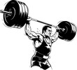 © Andi - Male Powerlifting Athlete Lifting Heavy Barbell Illustration in Intense Action Style, Strength Training Graphic for Gym, Bodybuilding and Fitness Motivation Concept