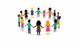 © jean - Kids circle formed by diverse children holding hands on white background. Illustration shows happy kids circle, symbolizing friendship, unity, inclusion. Concept kids circle promotes global community,