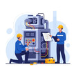 © Nova Frames - Technicians Inspecting Complex Industrial Machinery Equipment.