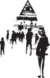 © xunantunich - Woodcut expressionist style image of People following Q-anon conspiracies