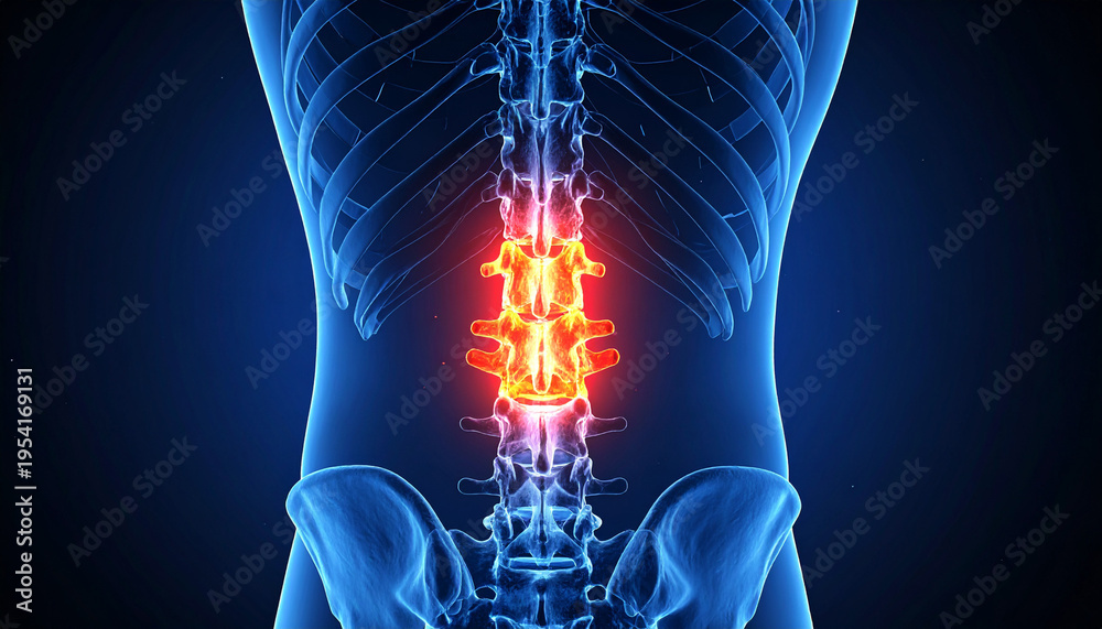 Disc In Human Body Medical illustration shows a detailed 3D cross-section of human spine ...