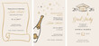 © Marina Zlochin - Class of 2026 elegant vintage graduation party and prom invitations with black and gold hand drawn line art elements.