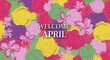 © Suta - vibrant april floral welcome banner with spring flowers and text