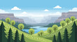 © Yana - Pixel Art Landscape: Serene Valley with River, Mountains, and Trees