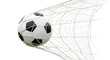© Stock Haven - A soccer ball flying towards an empty goal net in mid-air isolated on white background