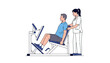 © Shamshad - A physical therapist assisting a patient on a leg press machine