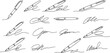 © jafrine - Fountain pen signature collection with elegant handwriting calligraphy strokes and ink lines vector illustration