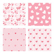 © Marina Storm - Set of seamless patterns with hand drawn doodle hearts in different styles romantic backgrounds collection for valentine day wrapping paper textile print wallpaper packaging and social media design