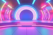 © photolas - Product display, 3D style, circular podium, futuristic modeled stage, high saturation, neon light