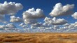 © Aiman - Expansive View of Golden Grassland Under Dramatic Blue Sky with Fluffy White Clouds on a Sunny Day