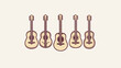 © lestari - Illustration of five acoustic guitars in a row, with a light background and a vintage style