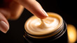 © A2Z AI  - Natural Beauty Cream Close-up: Finger Touch Luxury Skincare Product in a Jar. Concept of Hydration, Rejuvenation, and Healthy Skin Care Routine