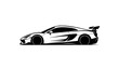 © Hanif - Sleek sports car silhouette vector icon side view for automotive logo branding design