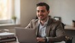 © Justlight - Closeup medium shot of a financial expert discussing truck loan opportunities via video call at a home office with paperwork softly blurred behind.