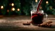 © svastix - A cozy glass of steaming mulled wine, adorned with spices like cinnamon and star anise, creating a warm and inviting atmosphere perfect for the holiday season.