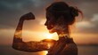 © Anatoll Paveel - A young woman gains strength and courage against the backdrop of a sunset sea. Double exposure