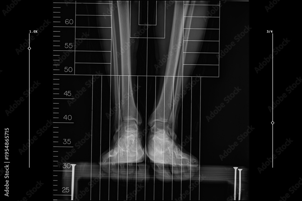 Measure Scanogram full length standing scanogram of the bilateral lower limbs, captured ...
