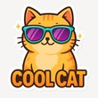© Tito Rollis - Cartoon orange cat wearing purple sunglasses and cool expression on white background