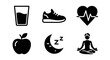 © atha_lintar - Healthy lifestyle icons: water, running, heart rate, apple, sleep, yoga
