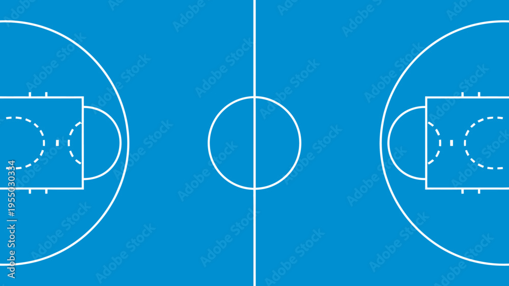 Blue basketball court floor layout design Stock Vector | Adobe Stock