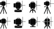© Muhammad - Eight Black Silhouette Icons of Laser Levels and Surveying Equipment on Tripods construction measuring
