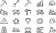© LoveU - A set of 20 mining and construction vector icons including tools, vehicles, and safety equipment for industrial design