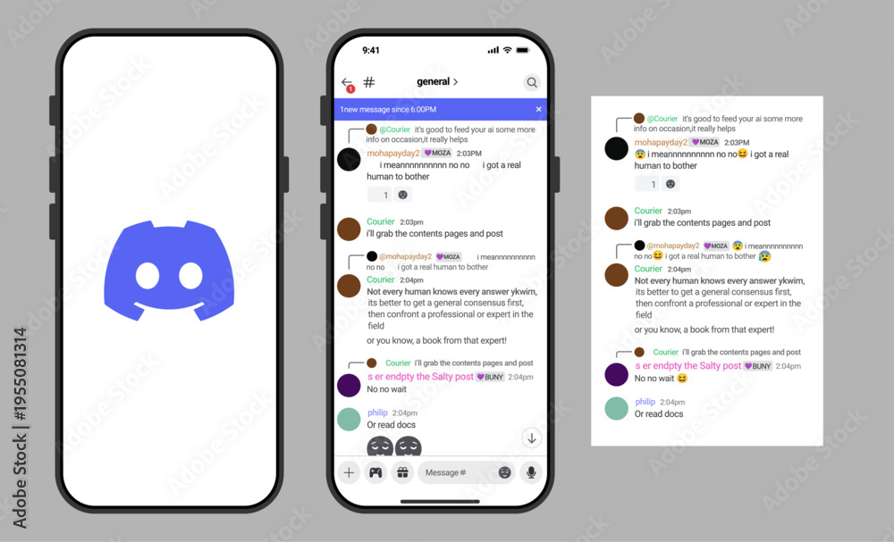 Discord Chat Interface on Smartphone Screen. Discord Mobile App UI ...