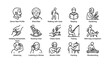 © Cali6ro - Icons illustrating elderly activities and hobbies with diverse elder characters