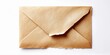 © antishock - Brown envelope, opened slightly. Paper texture visible against white background. Simple composition, flat lay style.