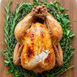 © Estúdio Encantarte. - A roasted turkey on a bed of fresh herbs on transparent background