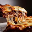 © Estúdio Encantarte. - A delicious slice of lasagna with melted cheese on transparent background