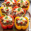 © Estúdio Encantarte. - A delicious serving of stuffed bell peppers on transparent background