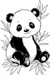 © Airakit Studio - A cute panda bear sitting on bamboo leaves coloring page.