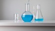 © mikey.creations - Round Bottom Flask with Blue Liquid in Laboratory Setting