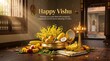 © Color Cultura - Traditional indian vishu celebration with fruits and flowers in golden decor