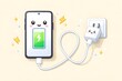 © Rizki mons - Cute Cartoon Smartphone Charging Illustration with Happy Cable