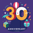 © Imran - 30 years anniversary vector icon, logo. Graphic design element with golden glitter number for 30th anniversary card